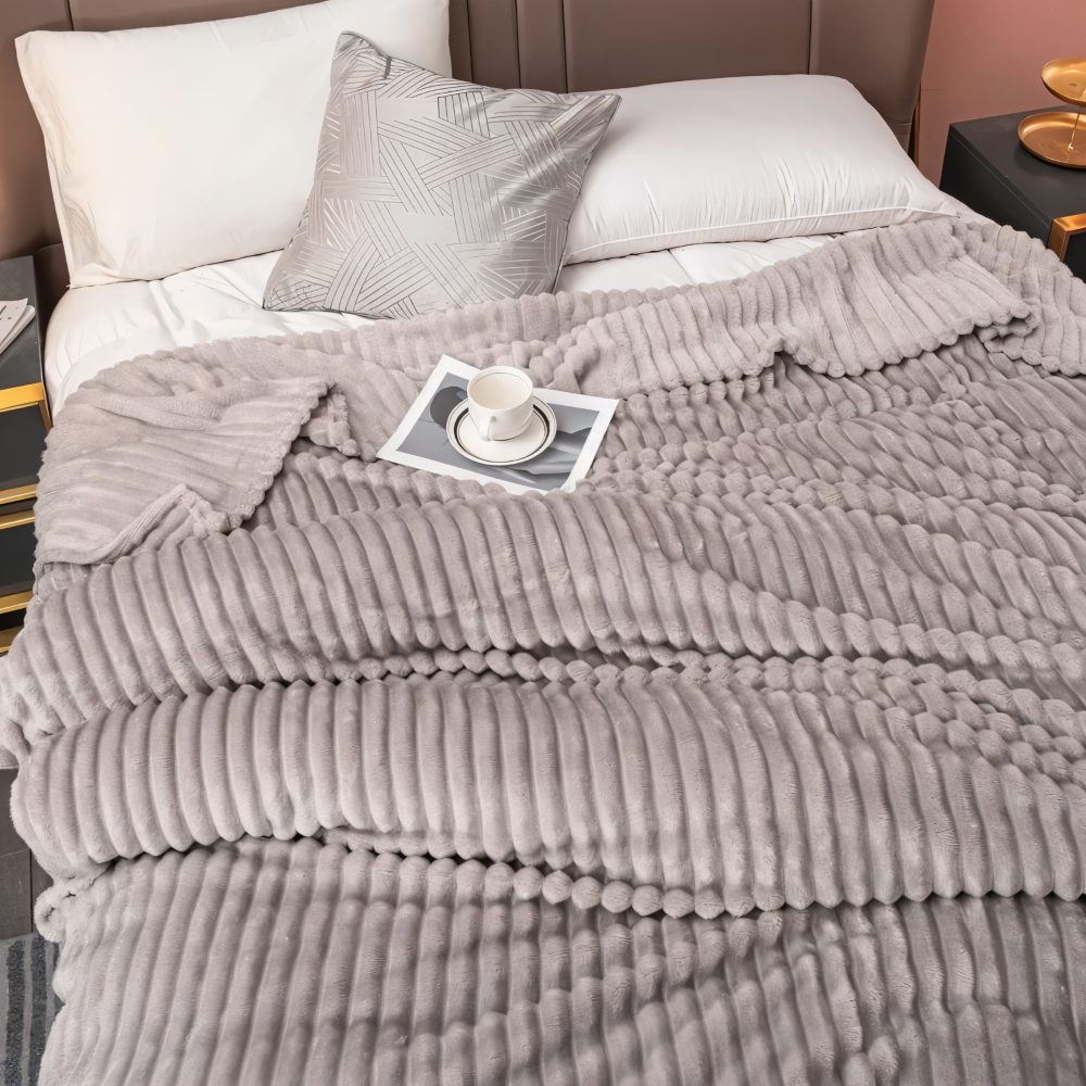 CosyLoom Plaid Soft Ribbed Fleece Blanket