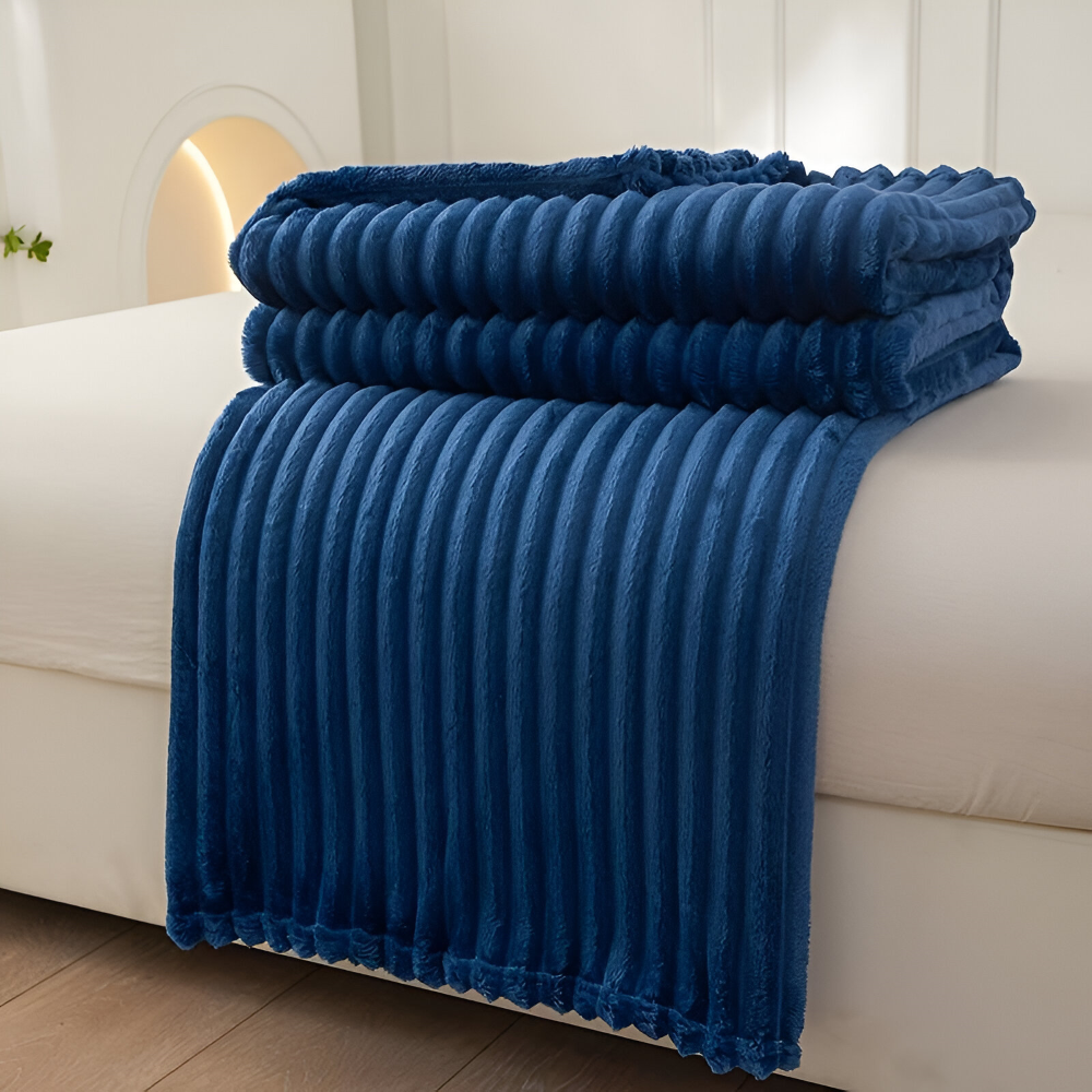 CosyLoom Plaid Soft Ribbed Fleece Blanket