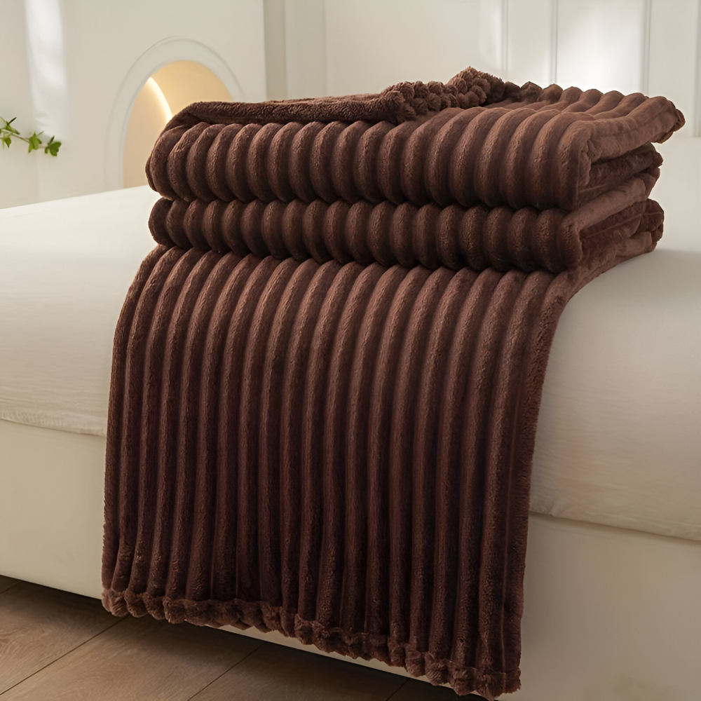CosyLoom Plaid Soft Ribbed Fleece Blanket