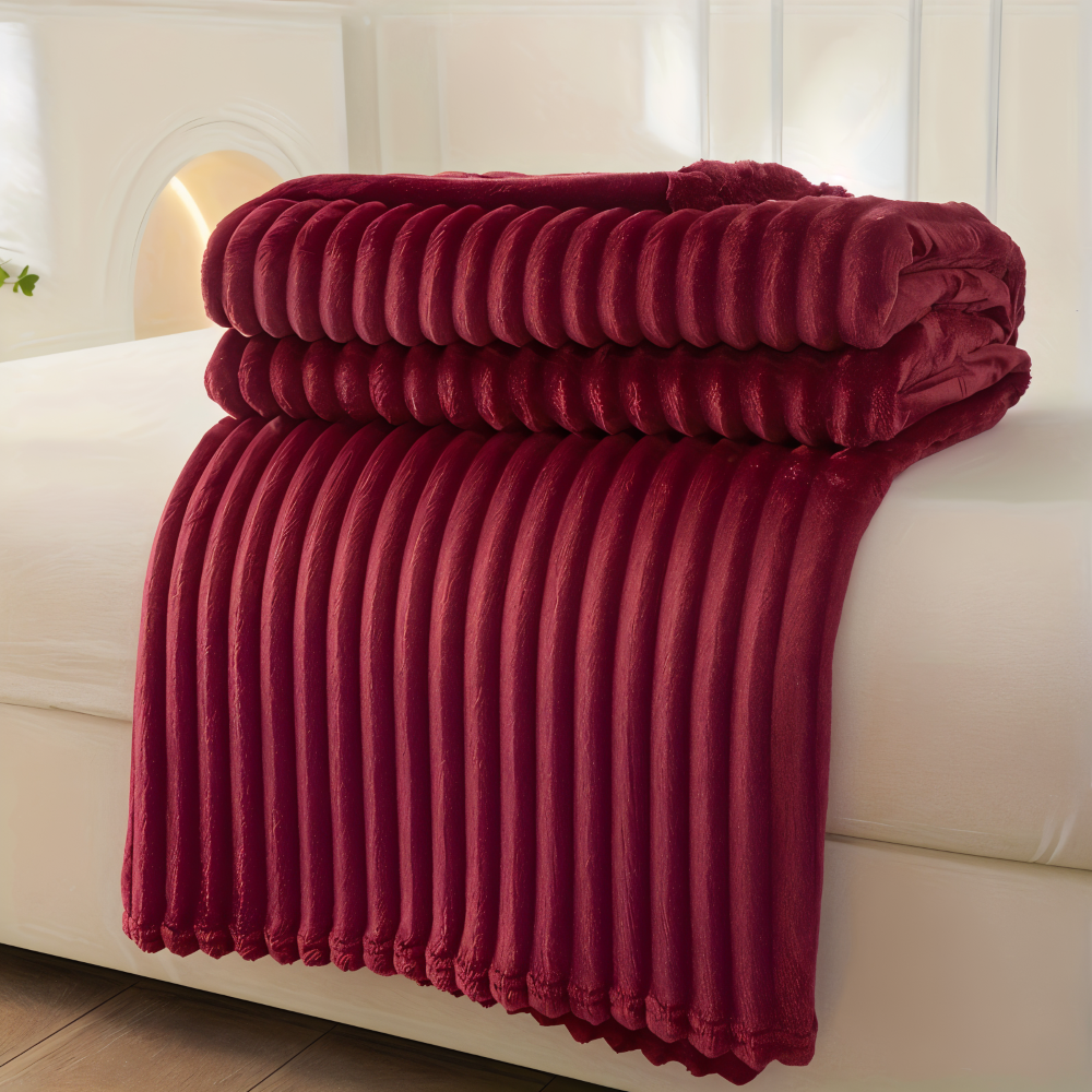 CosyLoom Plaid Soft Ribbed Fleece Blanket