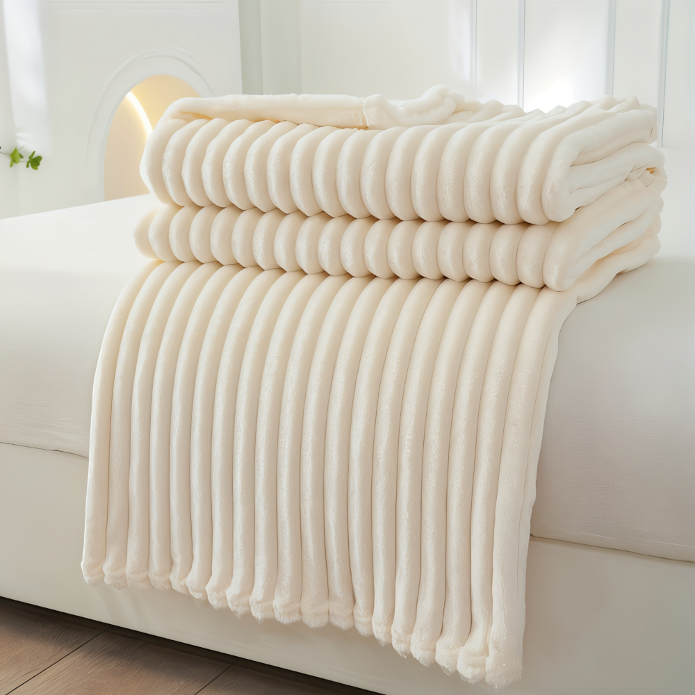 CosyLoom Plaid Soft Ribbed Fleece Blanket