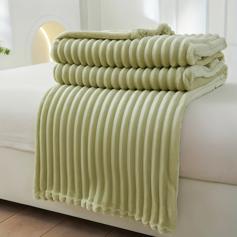 CosyLoom Plaid Soft Ribbed Fleece Blanket