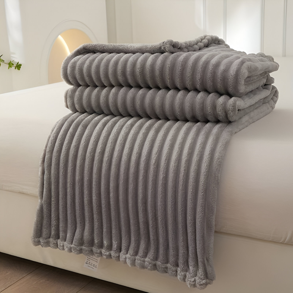 CosyLoom Plaid Soft Ribbed Fleece Blanket