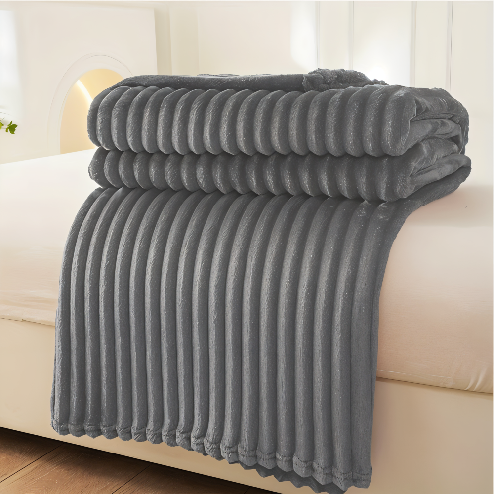 CosyLoom Plaid Soft Ribbed Fleece Blanket
