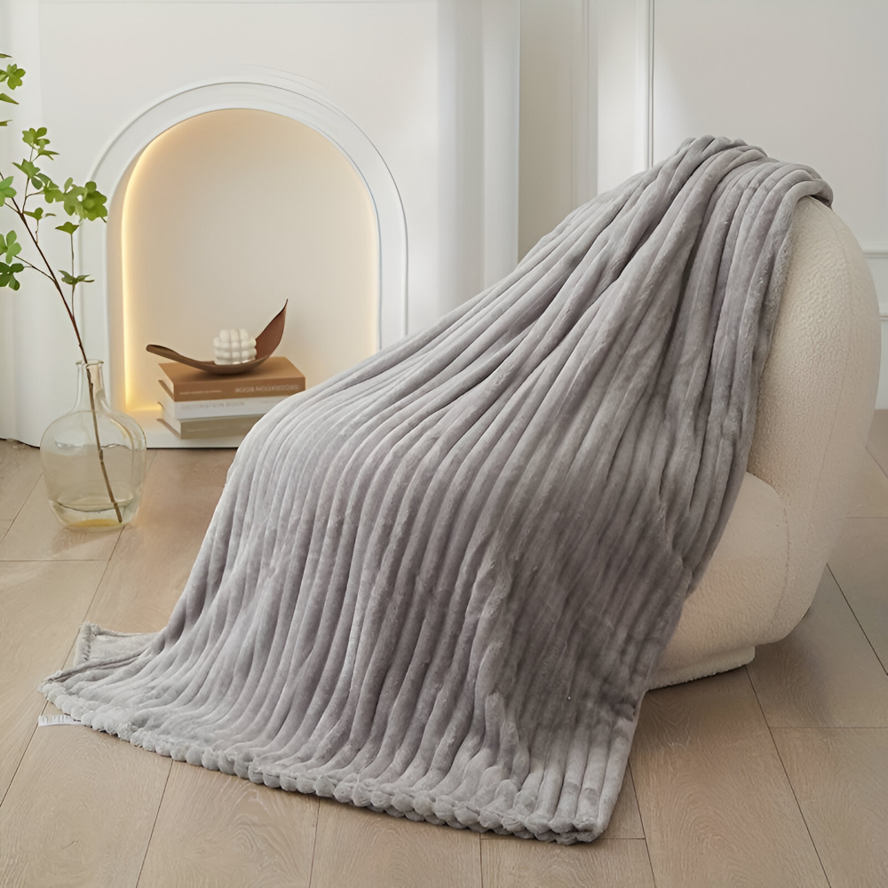 CosyLoom Plaid Soft Ribbed Fleece Blanket