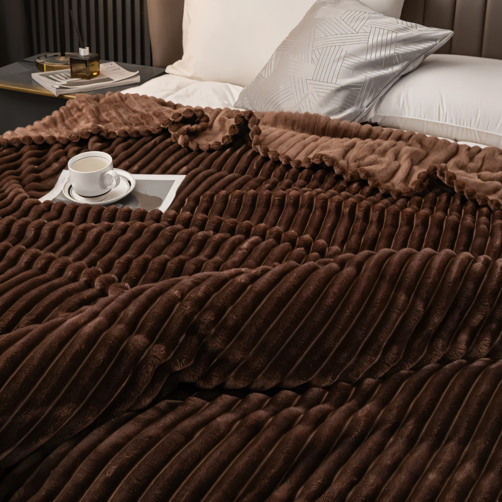 CosyLoom Plaid Soft Ribbed Fleece Blanket