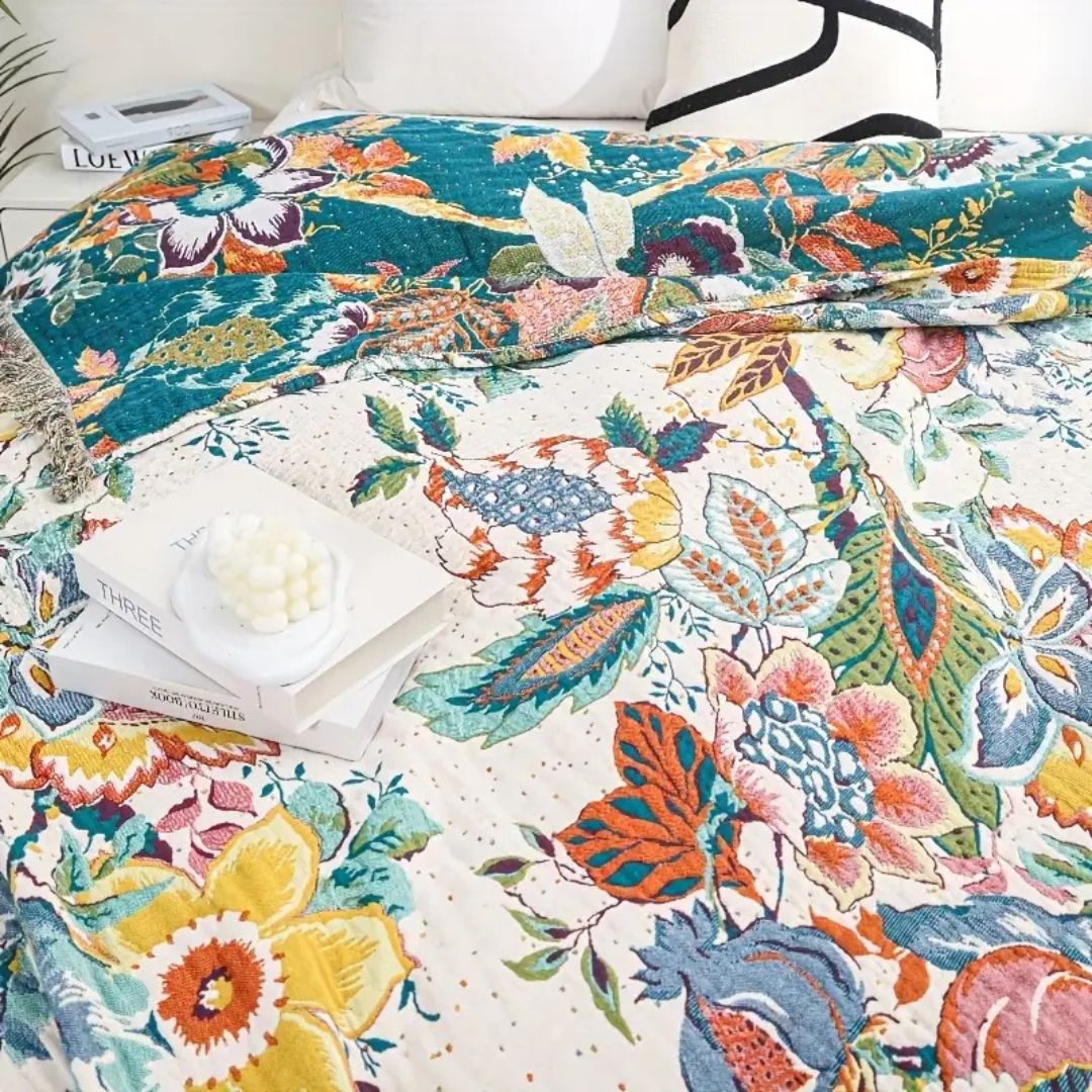 Tropical Bloom Cotton Blanket
