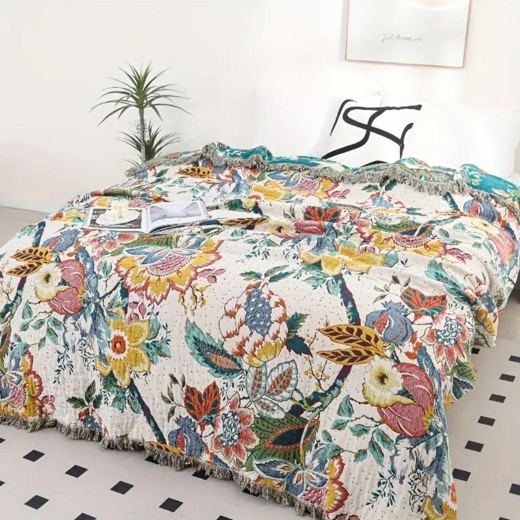 Tropical Bloom Cotton Blanket