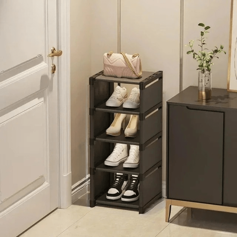 Platzsparendes Schuhregal – Stapelbar für Ecken