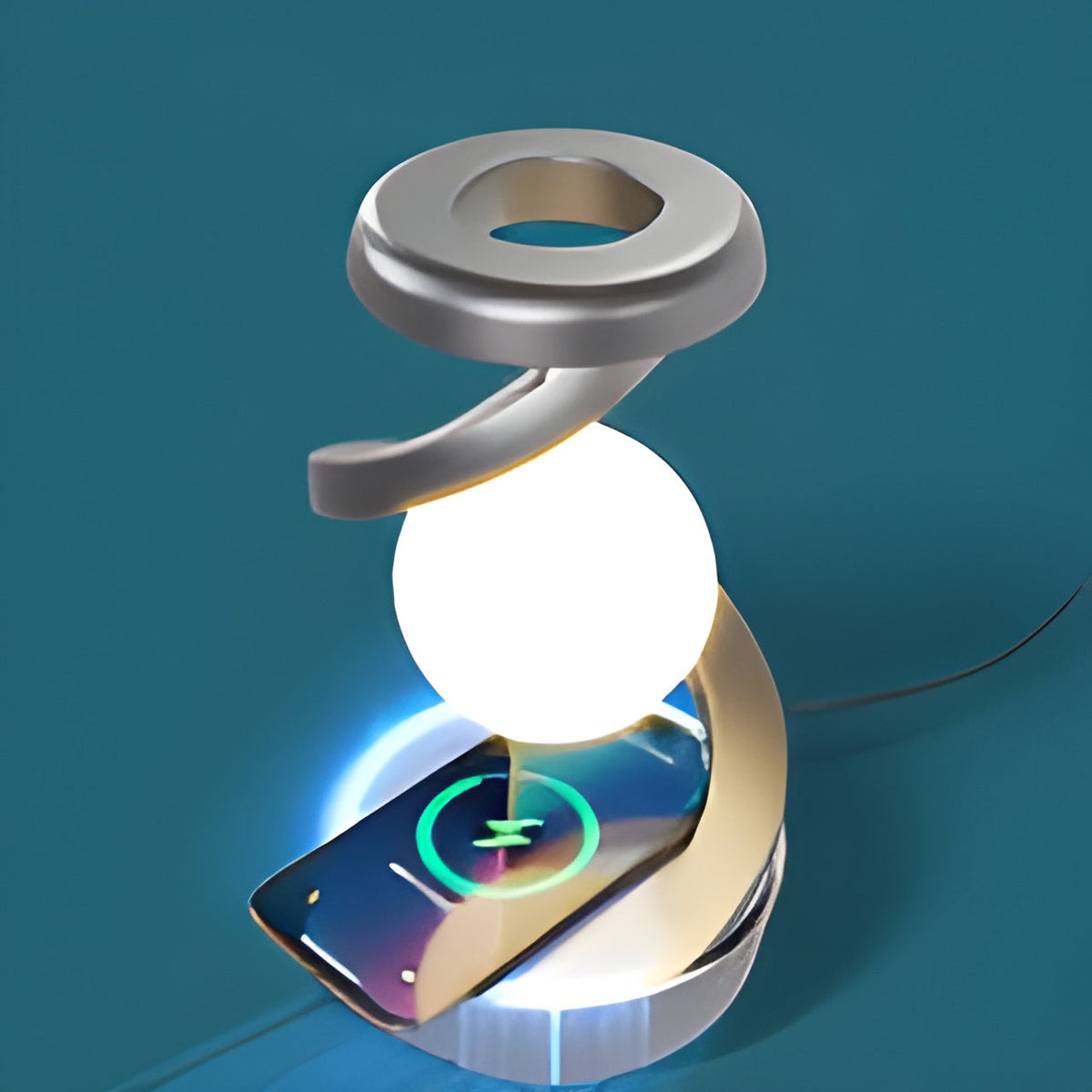 OrbitGlow Lamp - Stylish Lighting with Wireless Charging