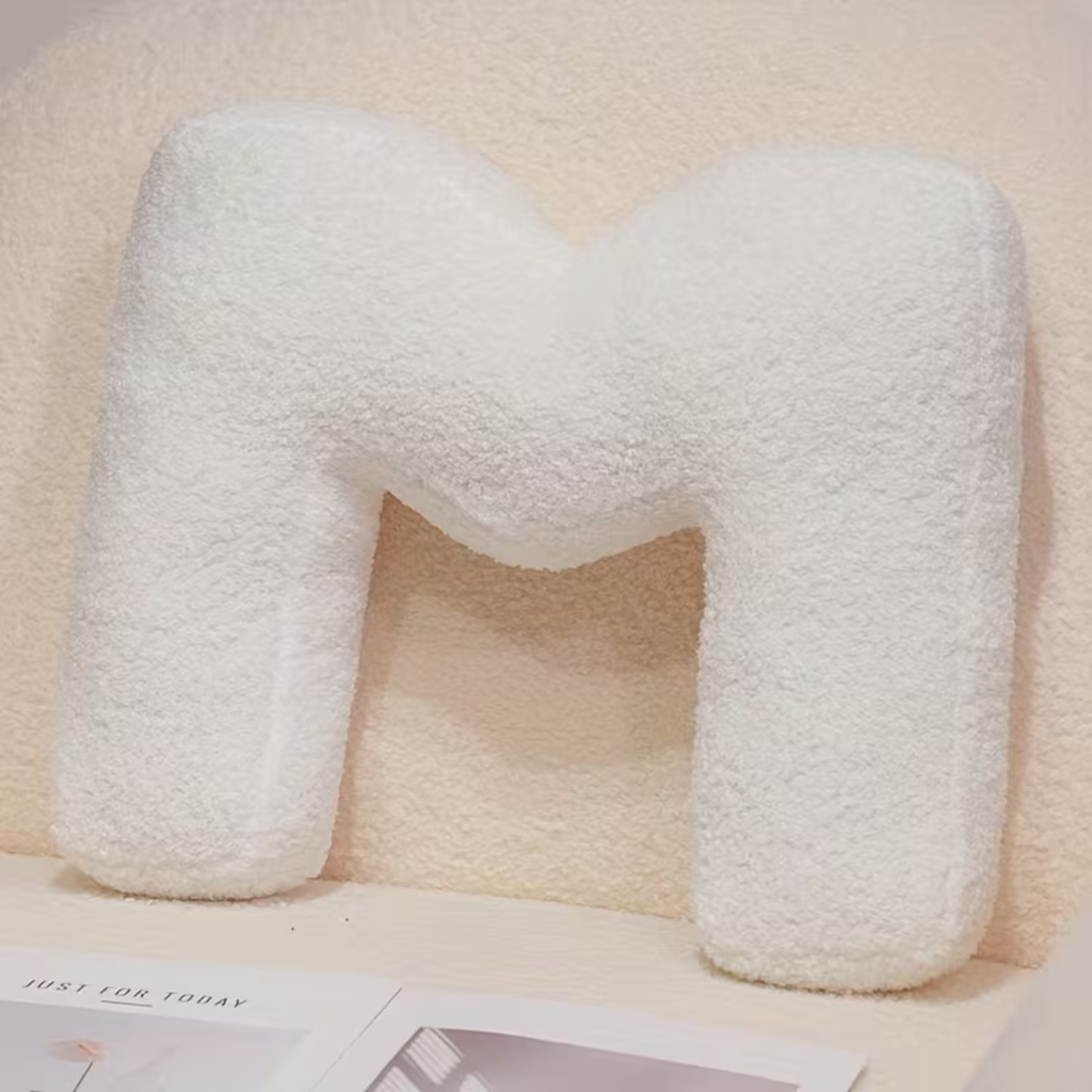 White Letter Decorative Pillow