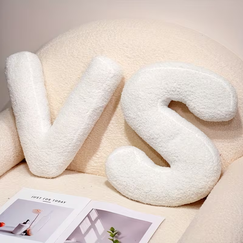 White Letter Decorative Pillow