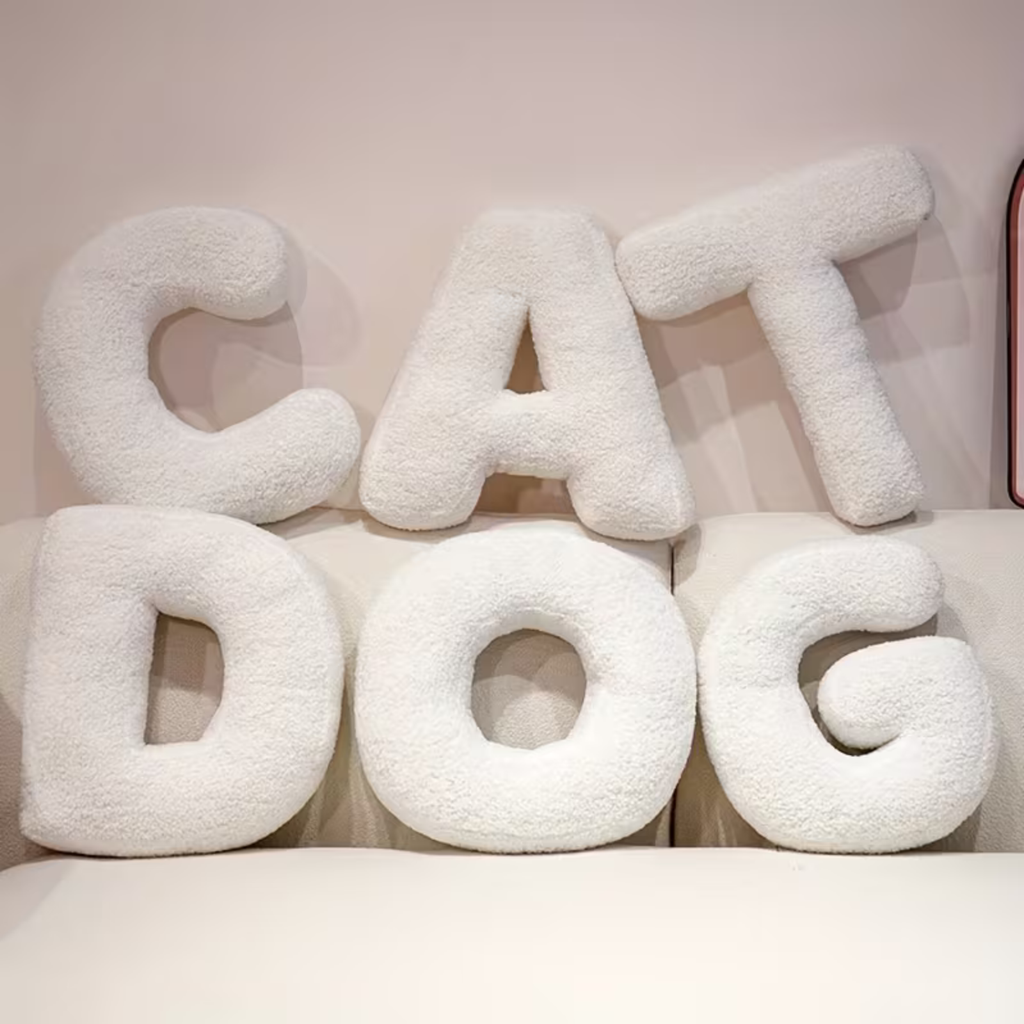 White Letter Decorative Pillow