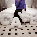 White Letter Decorative Pillow