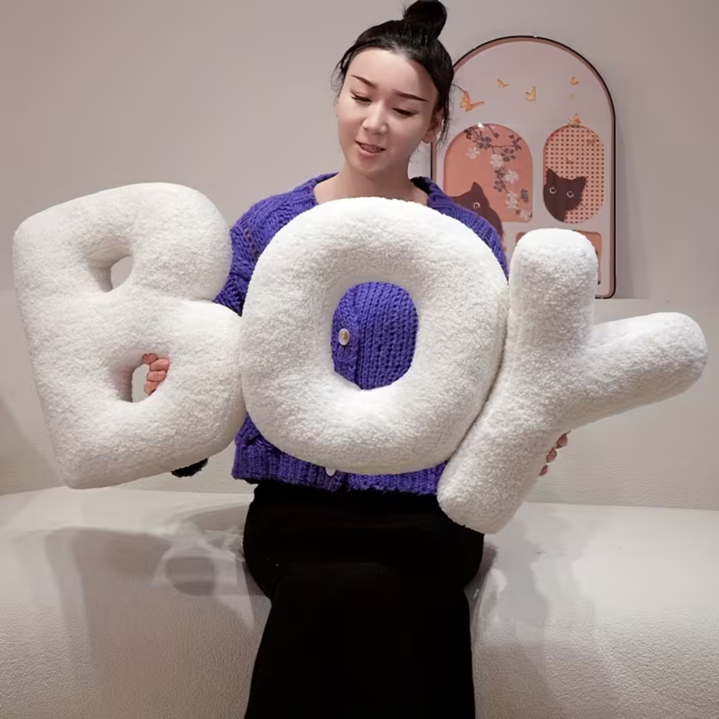 White Letter Decorative Pillow