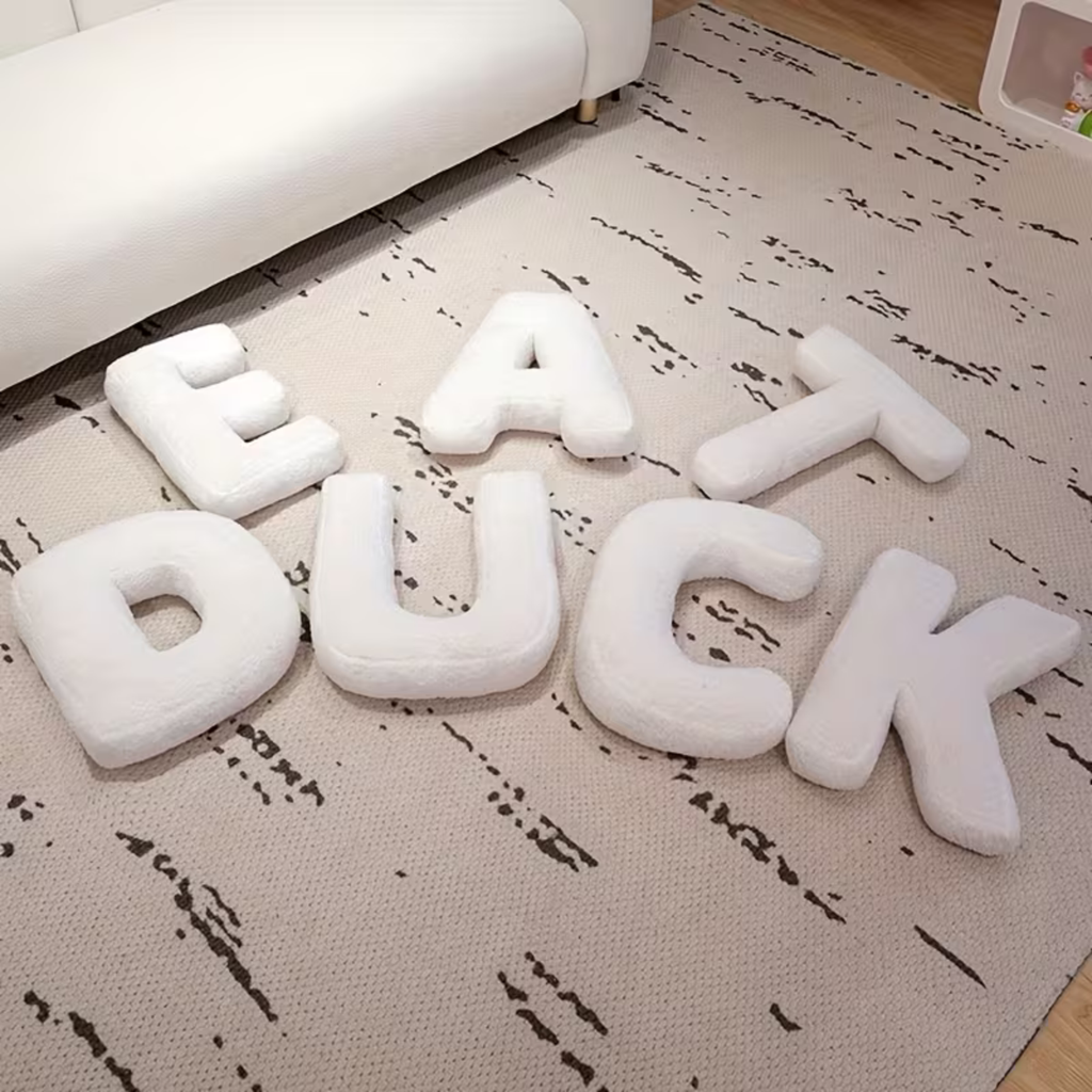 White Letter Decorative Pillow