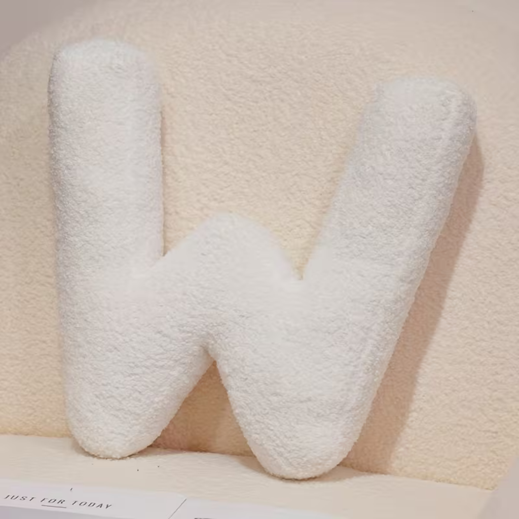 White Letter Decorative Pillow