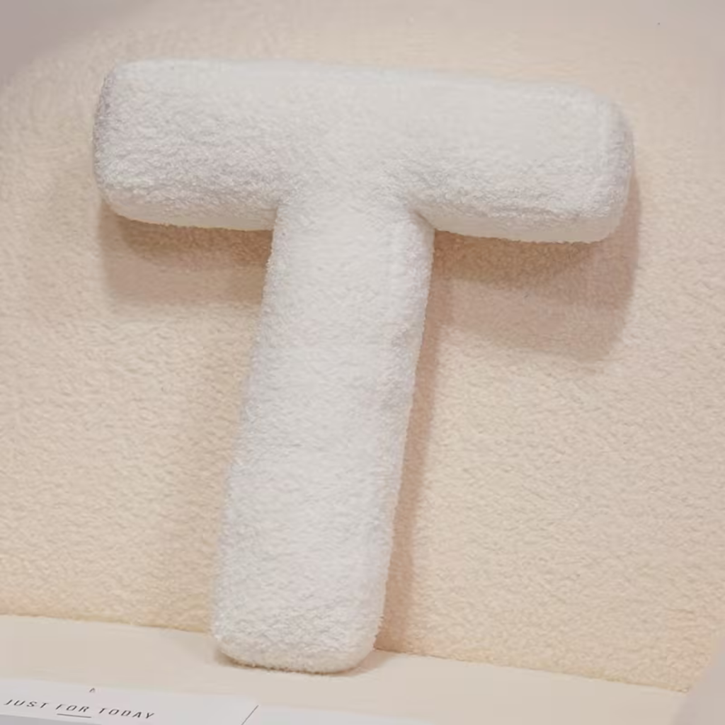 White Letter Decorative Pillow
