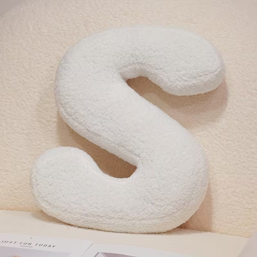 White Letter Decorative Pillow