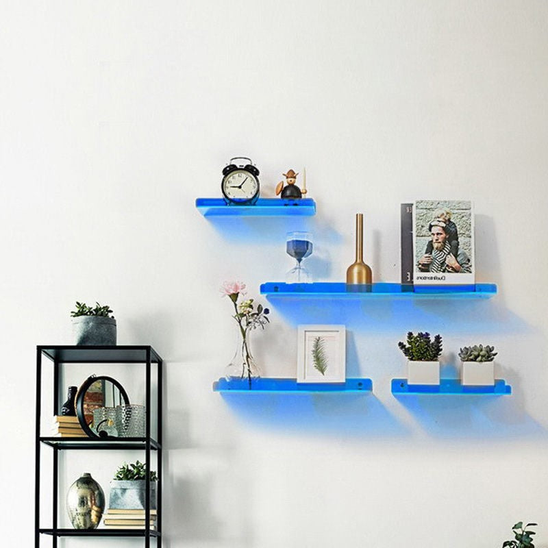 Schwebendes Wandregal - Industriestil - Blau