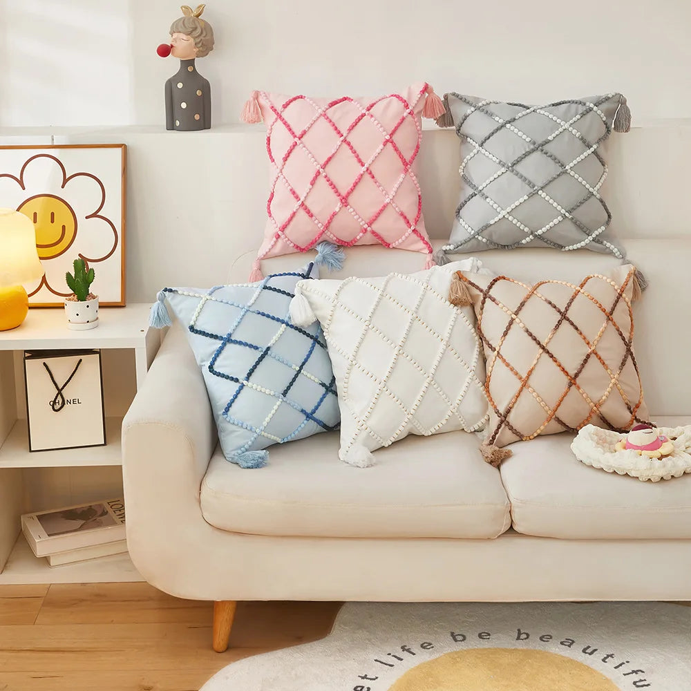 Nordic Geometric Tassel Cushion Cover