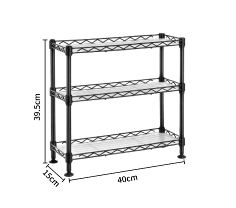 Strapazierfähiges 3-Etagen-Stahlregal mit Rollen, höhenverstellbar