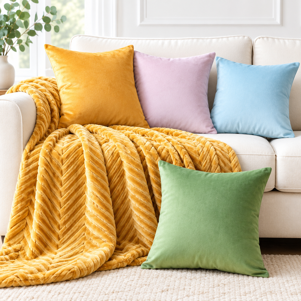 Velvet Square Decorative Throw Pillow Set