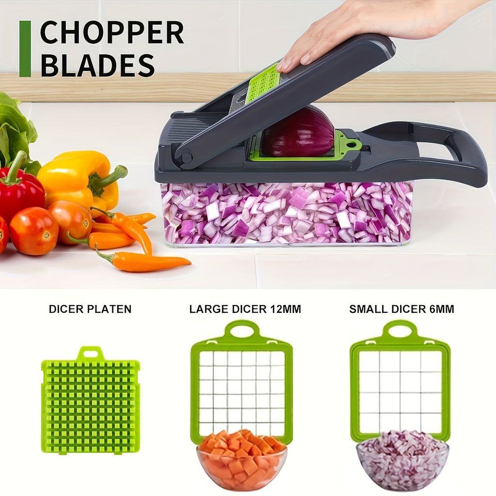 16-in-1 Multifunctional Vegetable Cutter with Catch Container