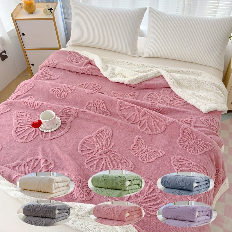 Soft Fleece Blanket with Butterfly Design