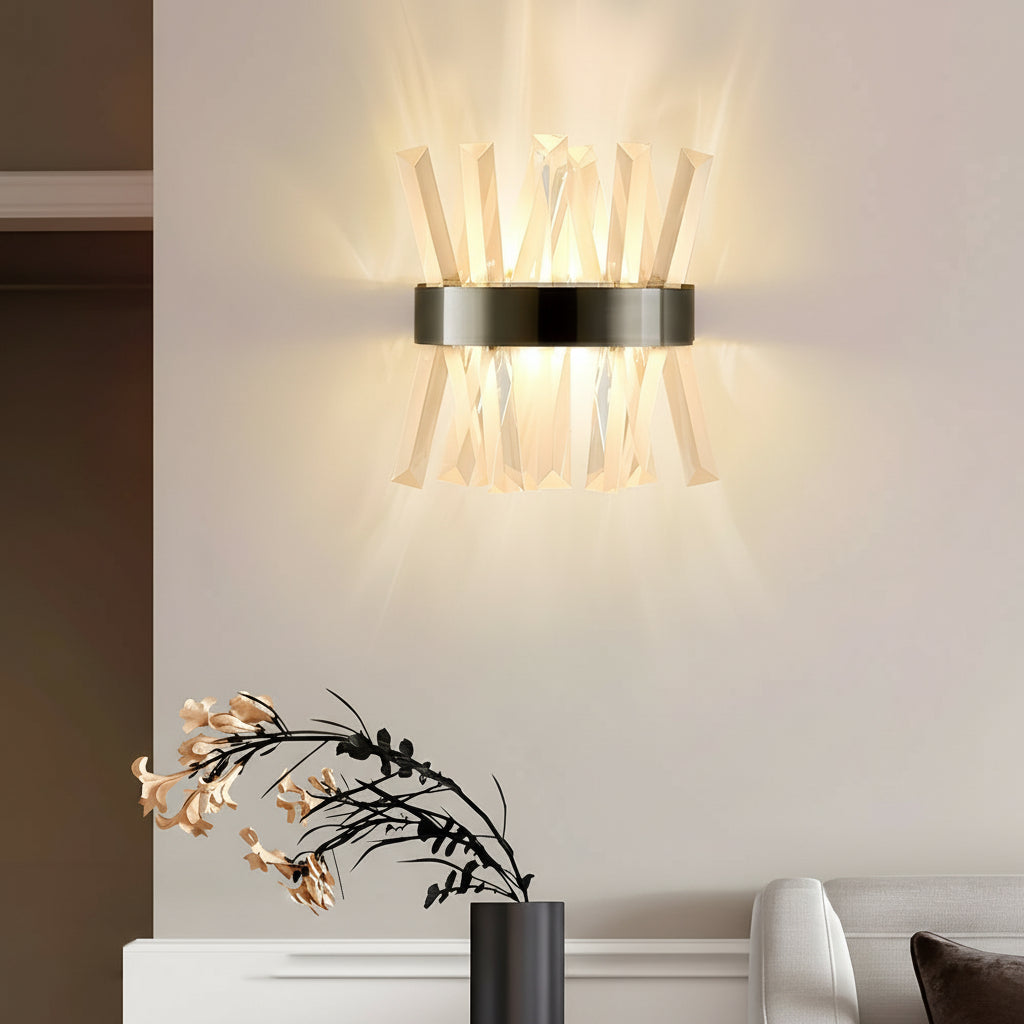 Kristall-Wandleuchte Up Down Edelstahl 30 cm Modernes Art-Déco-Licht