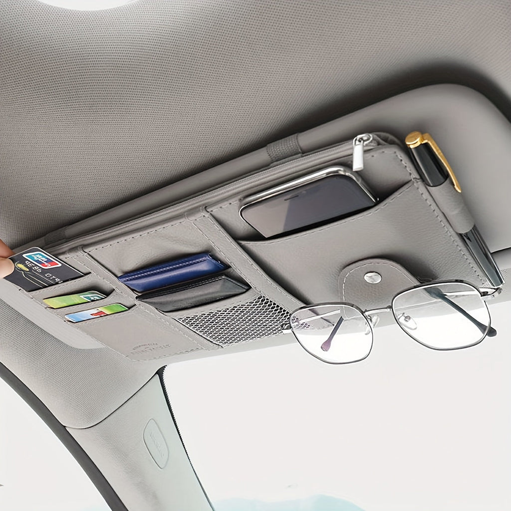 PU Leather Car Sun Visor Organizer