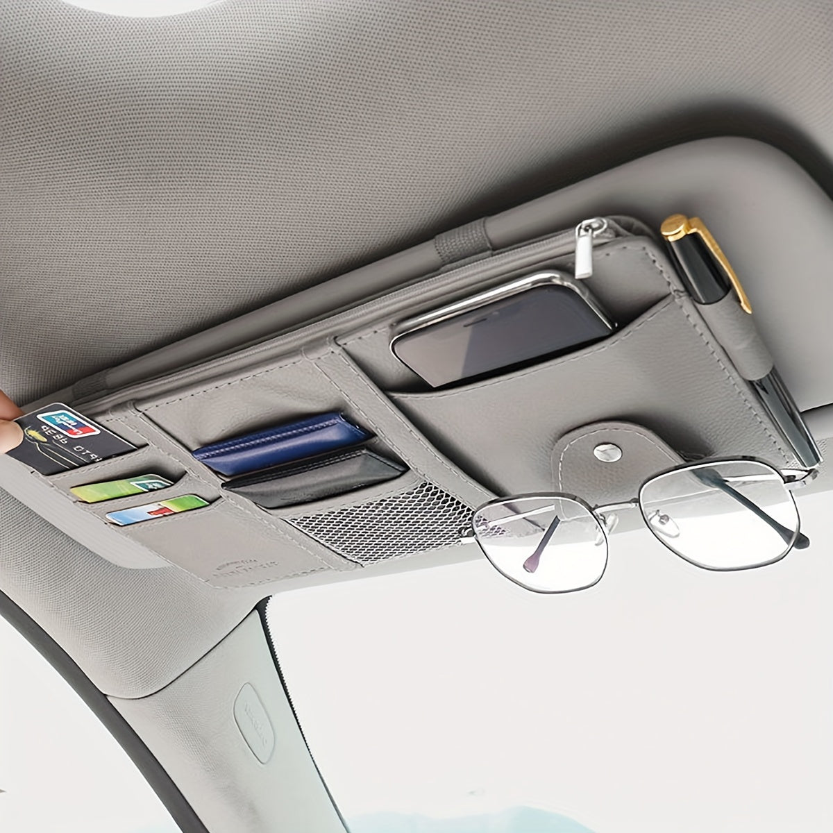 PU Leather Car Sun Visor Organizer