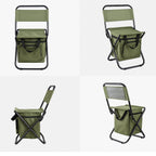 Klappbarer Campingstuhl mit Rückenlehne und Kühltasche – Grün