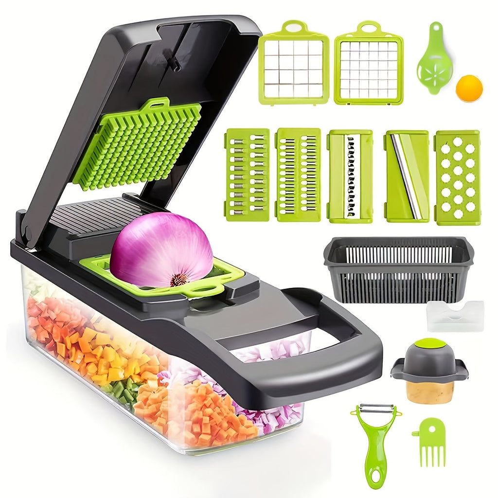 16-in-1 Multifunctional Vegetable Cutter with Catch Container