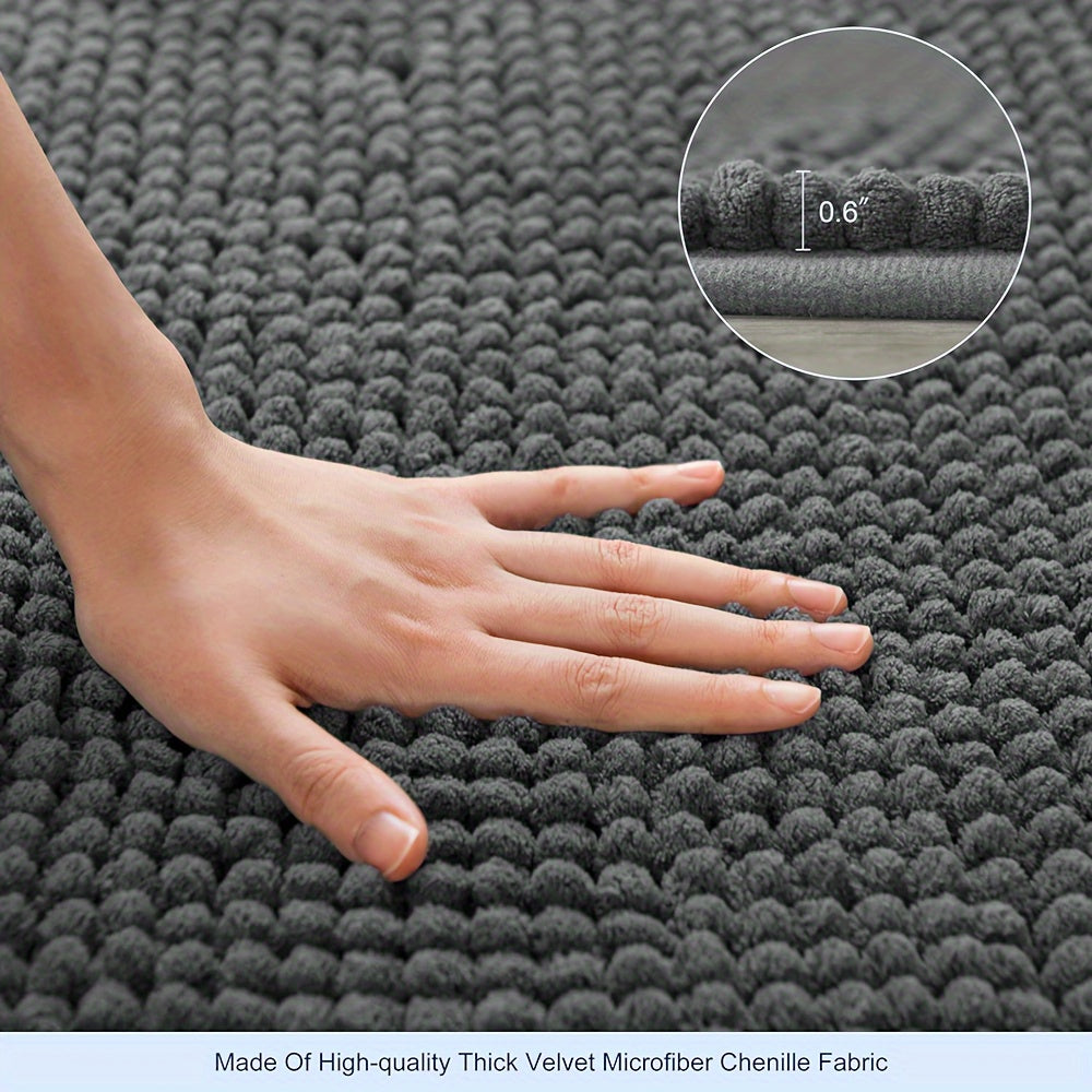 LuxeChen Round Chenille Bath Mat