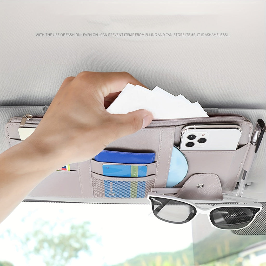 PU Leather Car Sun Visor Organizer