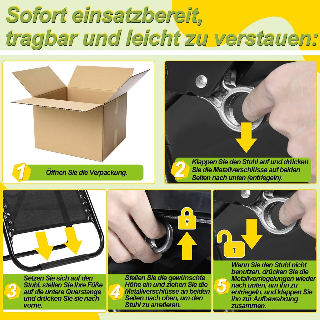 Klappbare Sonnenliege bis 200 kg