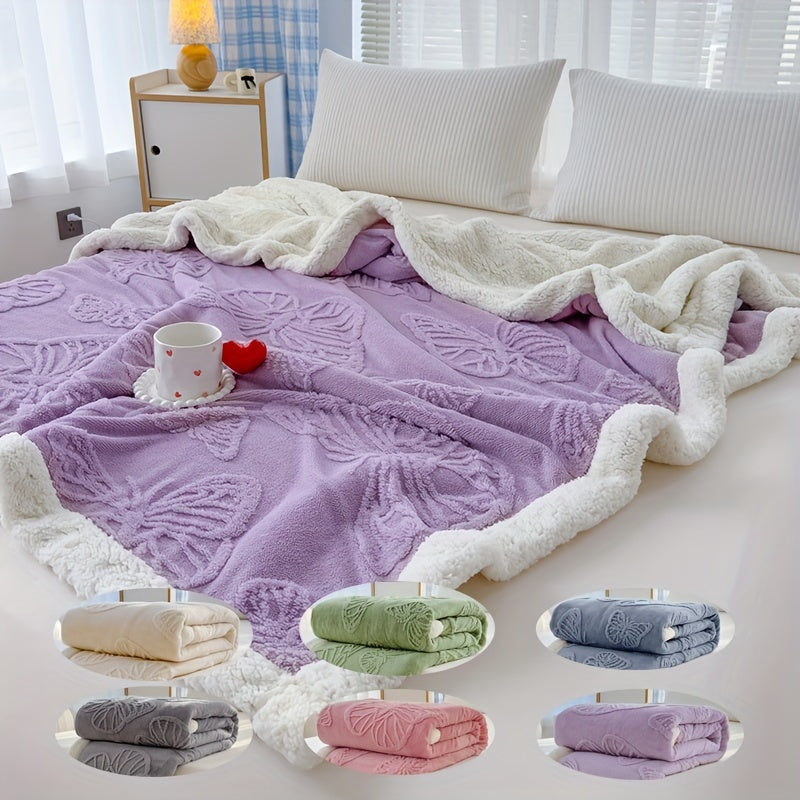 Soft Fleece Blanket with Butterfly Design