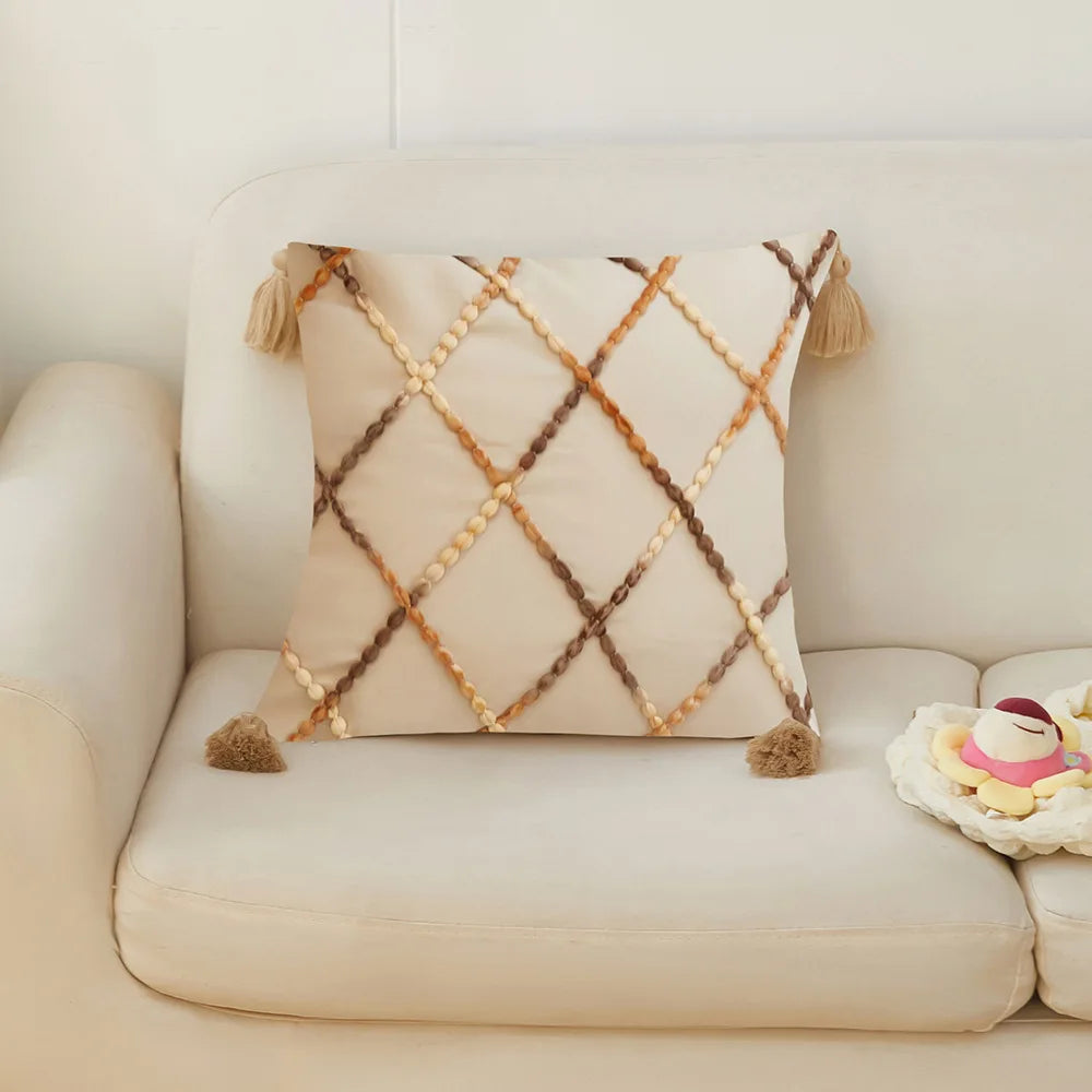 Nordic Geometric Tassel Cushion Cover