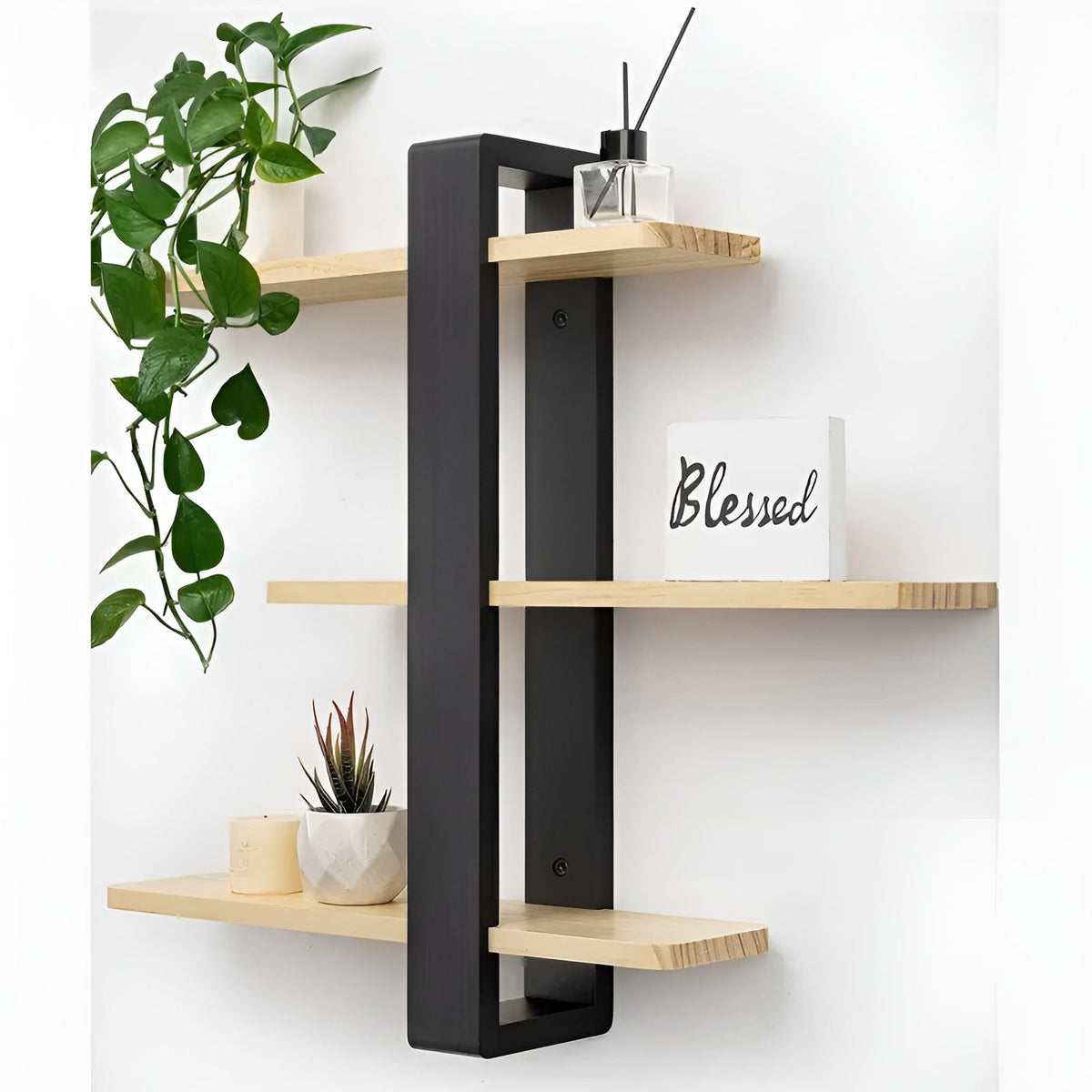 NordWood 3-Level Solid Pine Wall Shelf