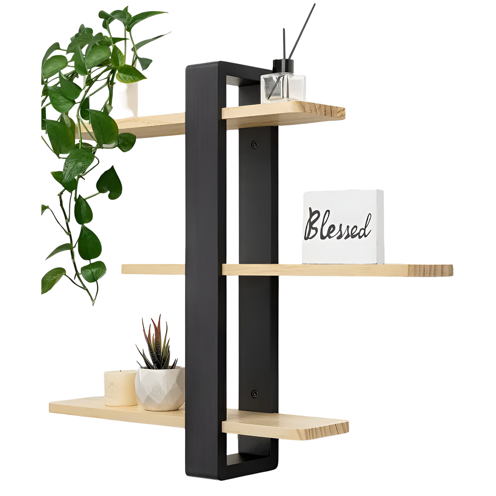 NordWood 3-Level Solid Pine Wall Shelf