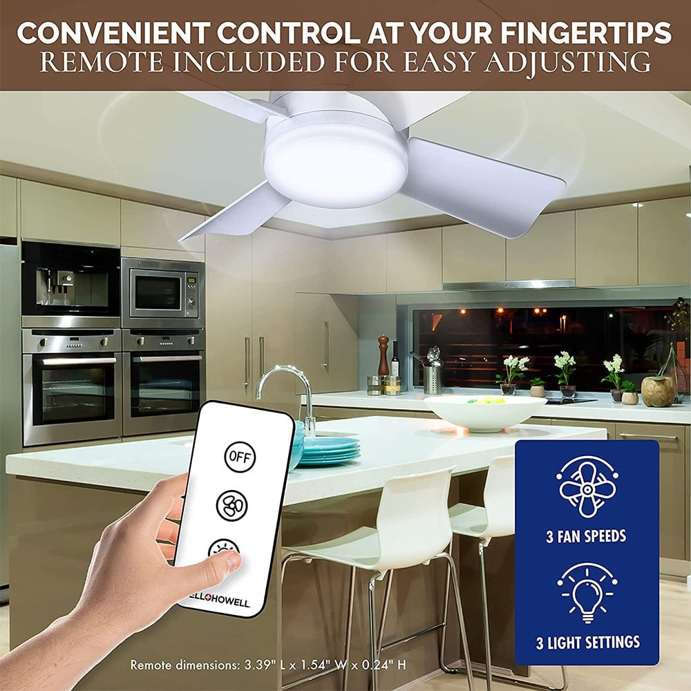 2-in-1 LED-Deckenventilator mit Licht und Fernbedienung, E27/B22-Sockel