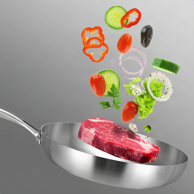 Stainless Steel Frying Pan with Glass Lid