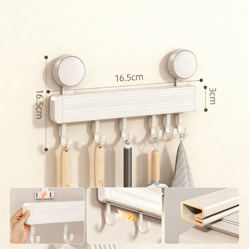 Wall-Mounted Suction Cup Kitchen Hook Rail