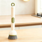 Pot Brush with Long Handle and Liquid Dispenser