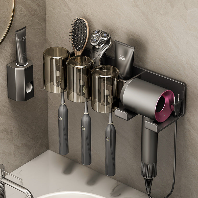 Aluminum Toothbrush and Hairdryer Holder with Suction Cup
