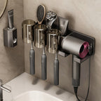 Aluminum Toothbrush and Hairdryer Holder with Suction Cup