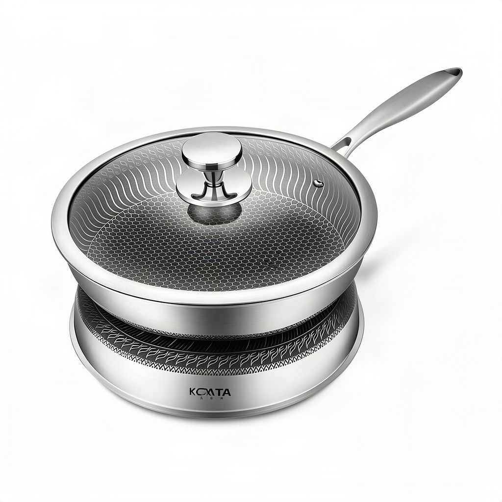 Stainless Steel Frying Pan with Glass Lid