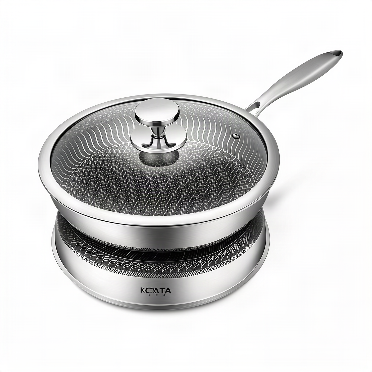 Stainless Steel Frying Pan with Glass Lid