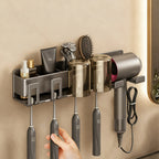 Aluminum Toothbrush and Hairdryer Holder with Suction Cup